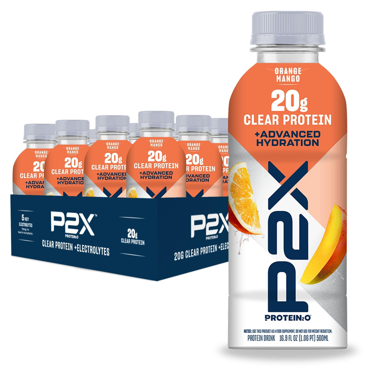 Protein2o P2X Advanced Hydration 20g Clear Protein Drink, 720mg of Electrolytes, 0g of Sugar - Post-Workout Recovery - 16.9 Fl Oz - 12 Count Mixed Berry