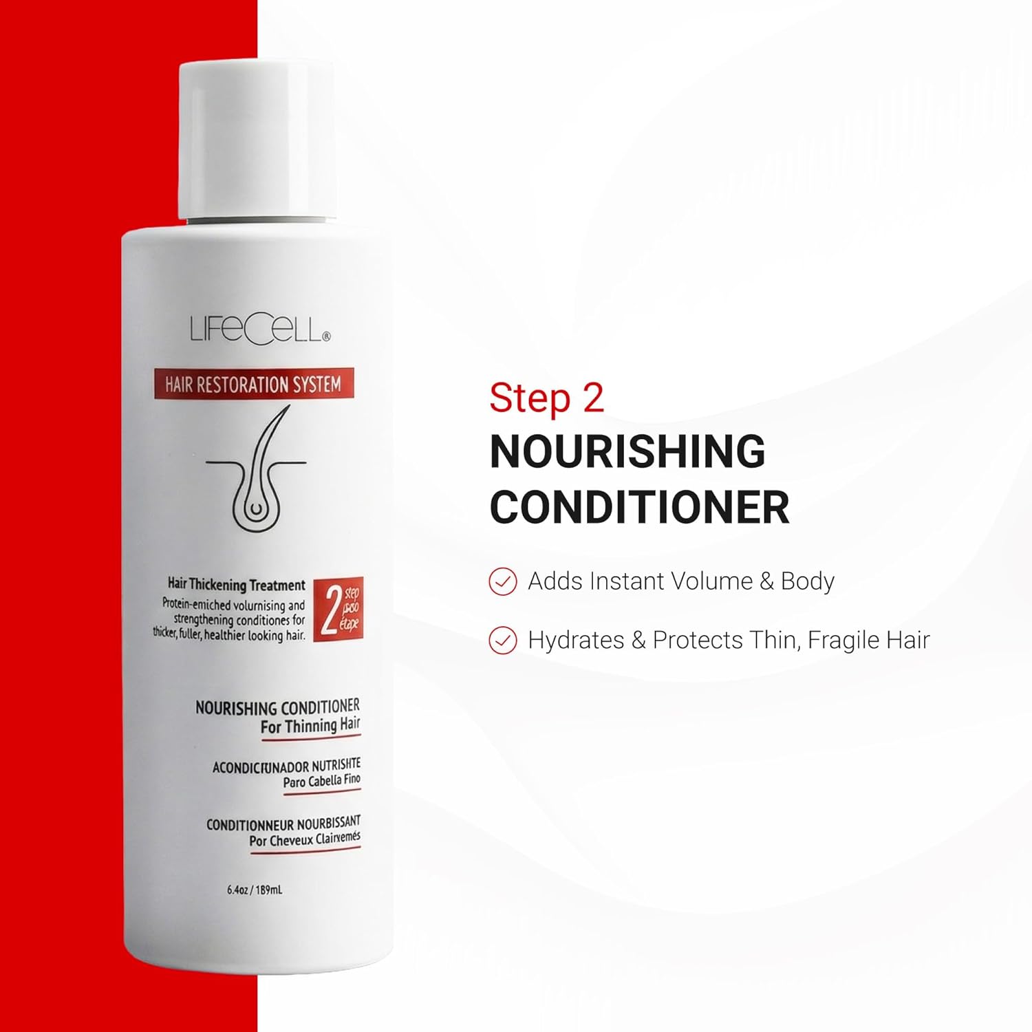 LifeCell Hair Restoration Bundle – Anti-DHT Hair Growth Shampoo, Restorative Bonding Hair Mask & Nourishing Conditioner for Thinning Hair – Thicker Fuller Hair 3 Piece Set