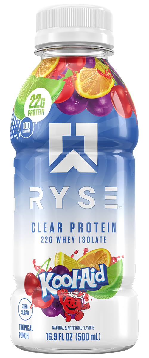 RYSE Clear Protein Drink - Variety Pack - 100 Calories, 22g Whey Isolate Protein Shake, Sugar-Free, 0g Fat & Lactose-Free - Refreshing Ready-to-Drink Beverage - 16.9 fl oz Bottles (12-Pack)