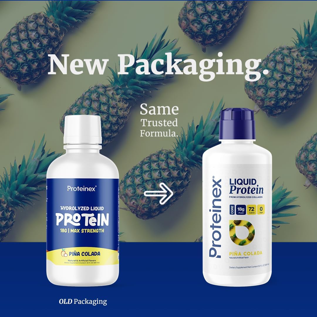Proteinex Core Liquid Collagen Peptides, 18g Complete Protein | Doctor Recommended | Supports Recovery & Wound Healing | Zero Sugar, Zero Carbs, Ready to Drink | (Natural Pina Colada, 30 Fl Oz)