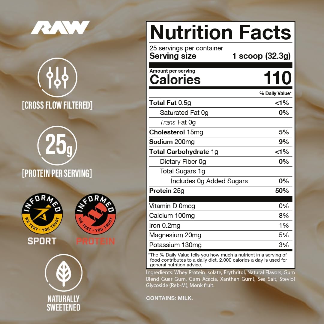RAW Whey Isolate Protein Powder, Vanilla (CBUM Itholate) - 100% Grass-Fed Sports Nutrition Powder for Muscle Growth & Recovery - Low-Fat, Low Carb, Naturally Flavored - 25 Servings