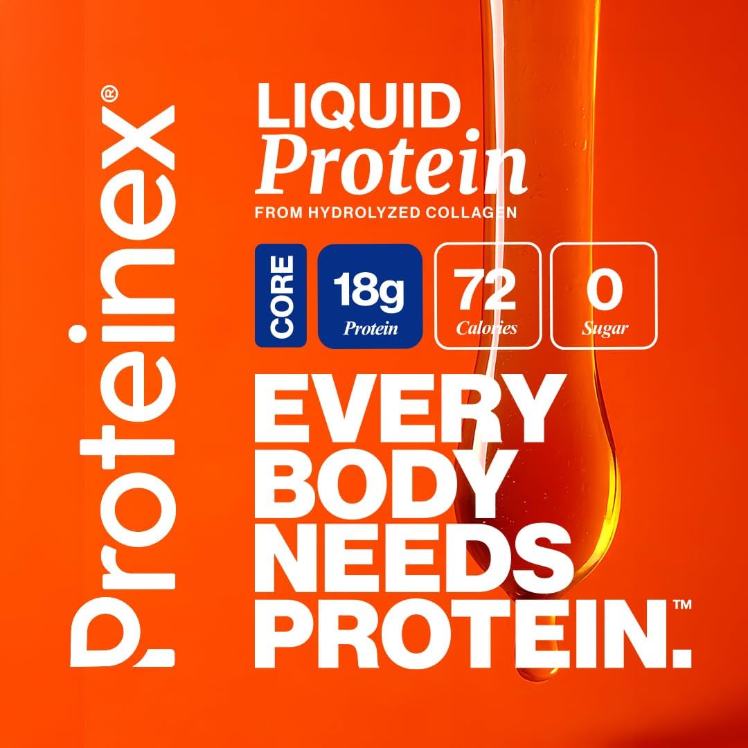 Proteinex Core Liquid Collagen Peptides, 18g Complete Protein | Doctor Recommended | Supports Recovery & Wound Healing | Zero Sugar, Zero Carbs, Ready to Drink | (Natural Pina Colada, 30 Fl Oz)