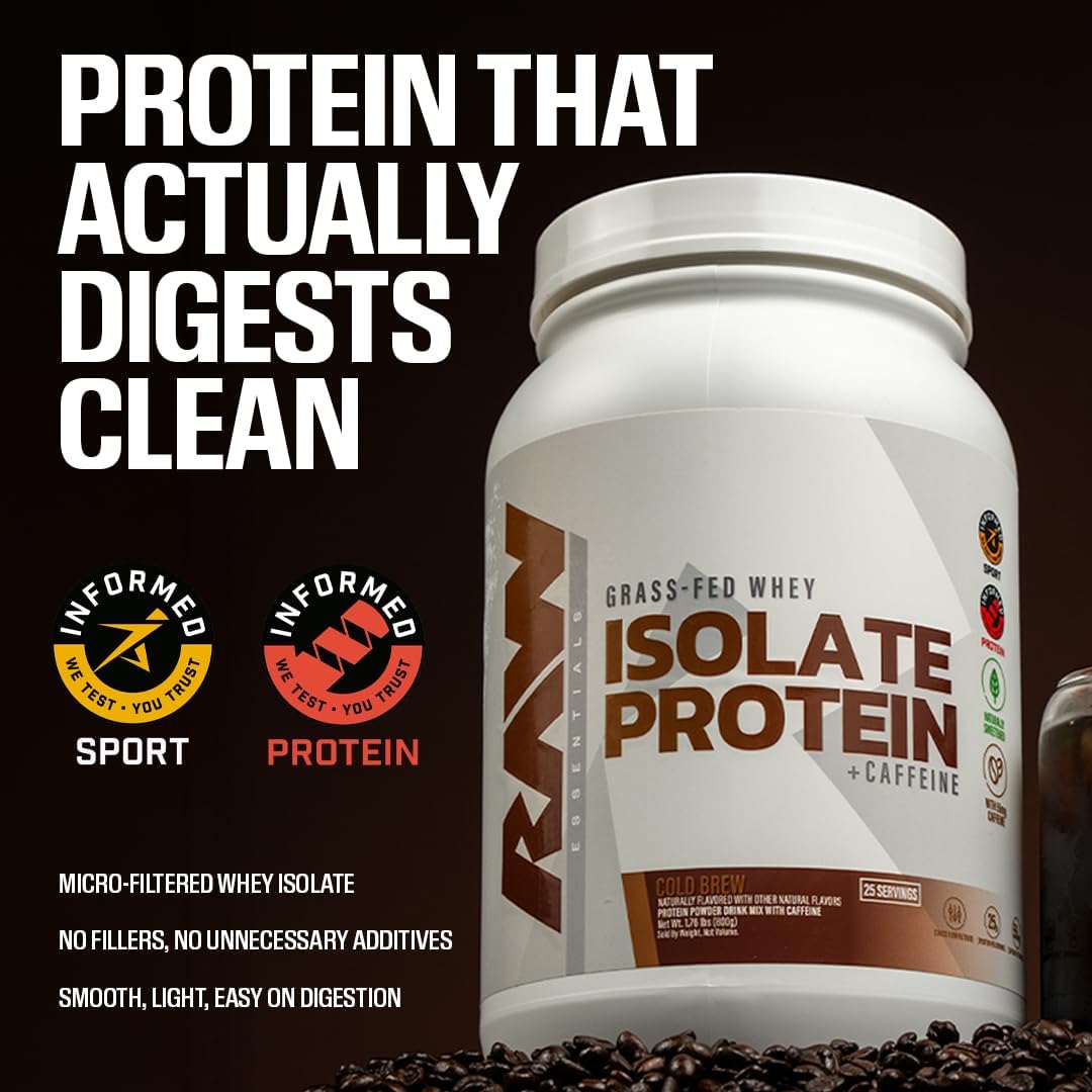 RAW Whey Isolate Protein Powder, Vanilla (CBUM Itholate) - 100% Grass-Fed Sports Nutrition Powder for Muscle Growth & Recovery - Low-Fat, Low Carb, Naturally Flavored - 25 Servings