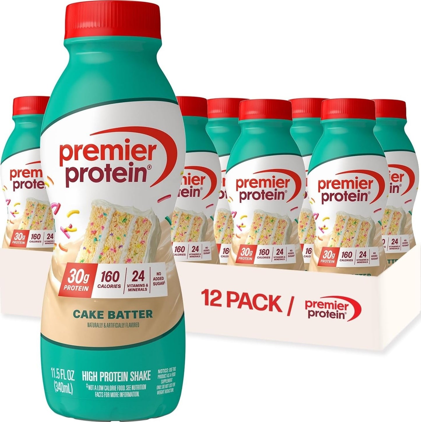 Premier Protein 30g High Protein Shake, Chocolate, 12 Pack | 160 Calories, 24 Vitamins & Minerals, No Added Sugar, Supports Muscle Health, Gluten-Free, 11.5 oz