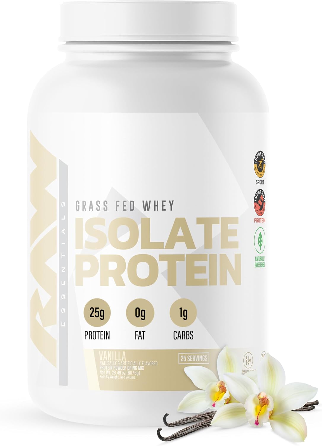 RAW Whey Isolate Protein Powder, Vanilla (CBUM Itholate) - 100% Grass-Fed Sports Nutrition Powder for Muscle Growth & Recovery - Low-Fat, Low Carb, Naturally Flavored - 25 Servings
