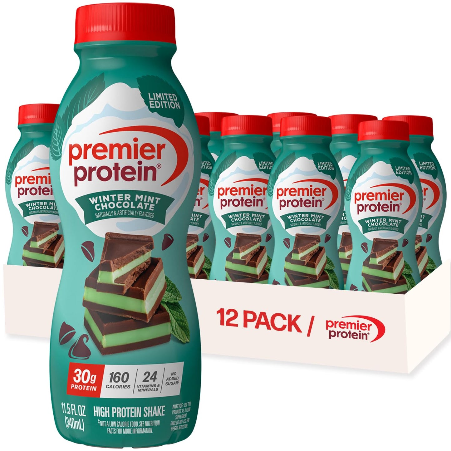 Premier Protein 30g High Protein Shake, Chocolate, 12 Pack | 160 Calories, 24 Vitamins & Minerals, No Added Sugar, Supports Muscle Health, Gluten-Free, 11.5 oz