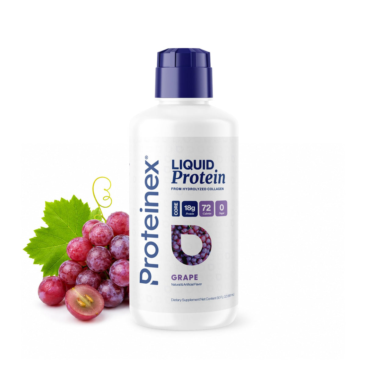 Proteinex Core Liquid Collagen Peptides, 18g Complete Protein | Doctor Recommended | Supports Recovery & Wound Healing | Zero Sugar, Zero Carbs, Ready to Drink | (Natural Pina Colada, 30 Fl Oz)