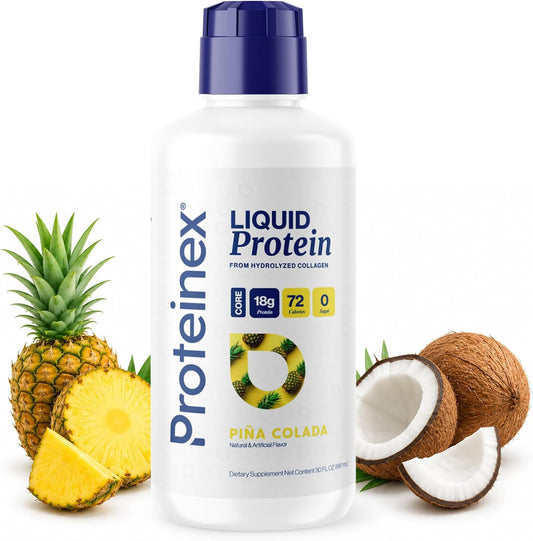 Proteinex Core Liquid Collagen Peptides, 18g Complete Protein | Doctor Recommended | Supports Recovery & Wound Healing | Zero Sugar, Zero Carbs, Ready to Drink | (Natural Pina Colada, 30 Fl Oz)