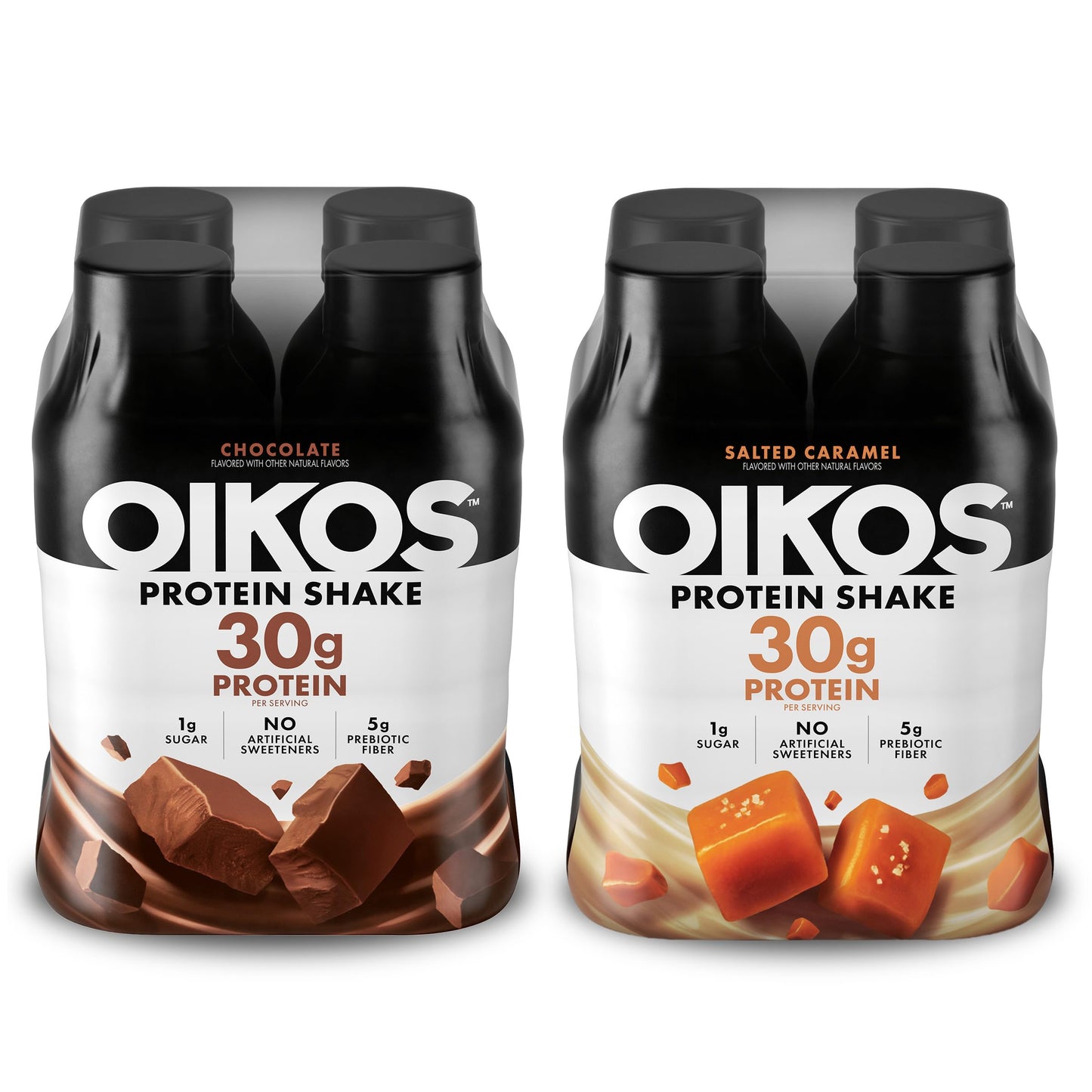 Oikos Protein Shake,Chocolate,30g High Protein Drinks,Shelf Stable,Ready to Drink,5g Prebiotic Fiber,12 fl oz Bottle,​,(Pack of 24)