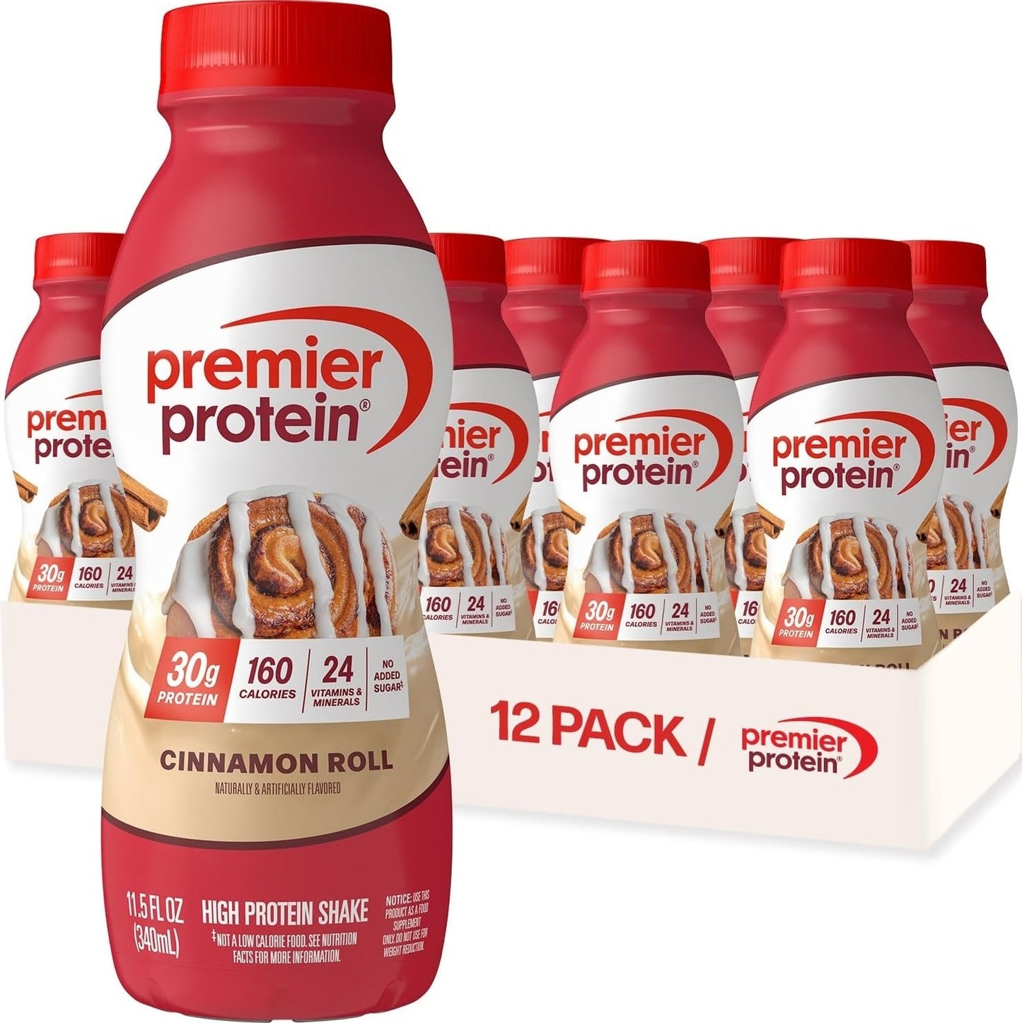 Premier Protein 30g High Protein Shake, Chocolate, 12 Pack | 160 Calories, 24 Vitamins & Minerals, No Added Sugar, Supports Muscle Health, Gluten-Free, 11.5 oz