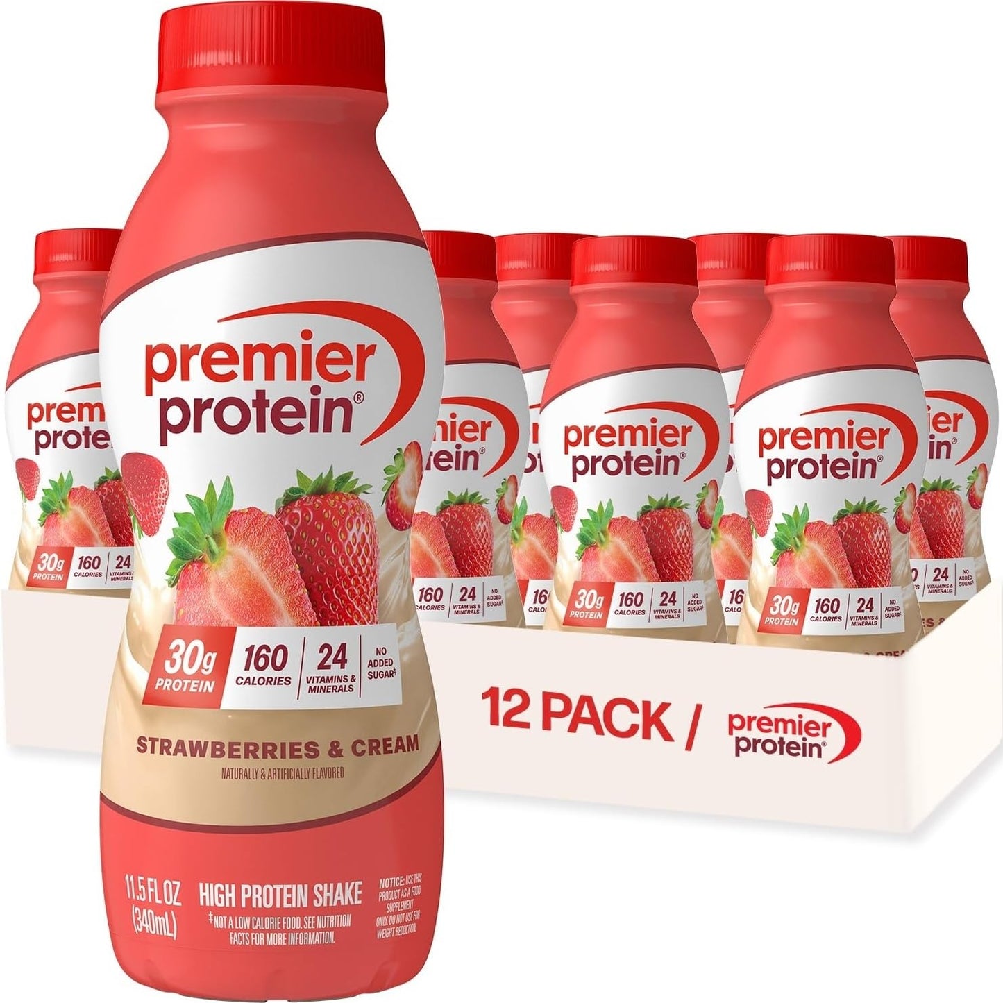 Premier Protein 30g High Protein Shake, Chocolate, 12 Pack | 160 Calories, 24 Vitamins & Minerals, No Added Sugar, Supports Muscle Health, Gluten-Free, 11.5 oz