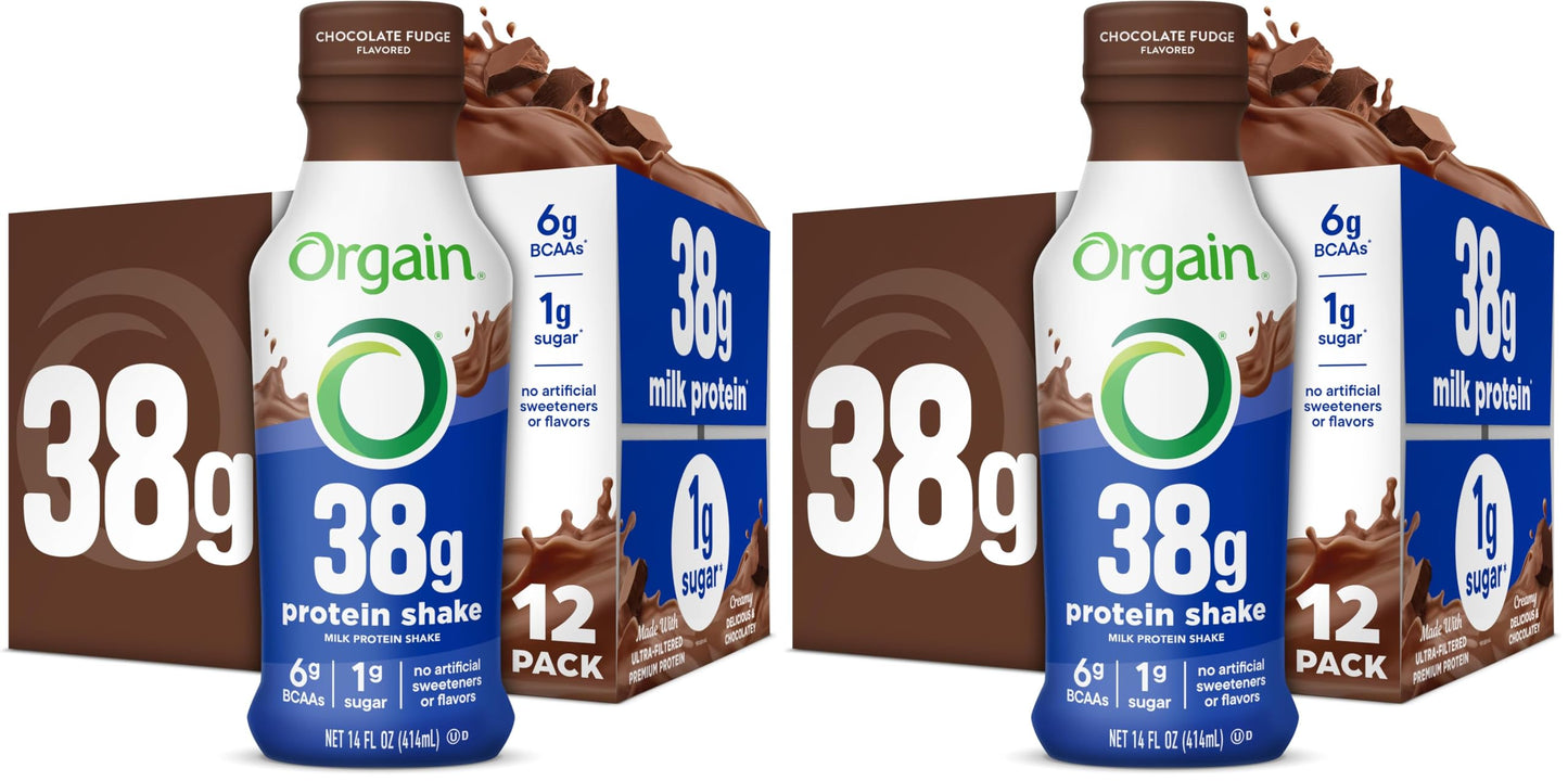 Orgain 30g High Protein Dairy Shake, 5g BCAAs, Chocolate, 11 oz, 12pk | Ready to drink dairy isolate milk protein, meal replacement, 1g sugar per serving, keto friendly, gluten free