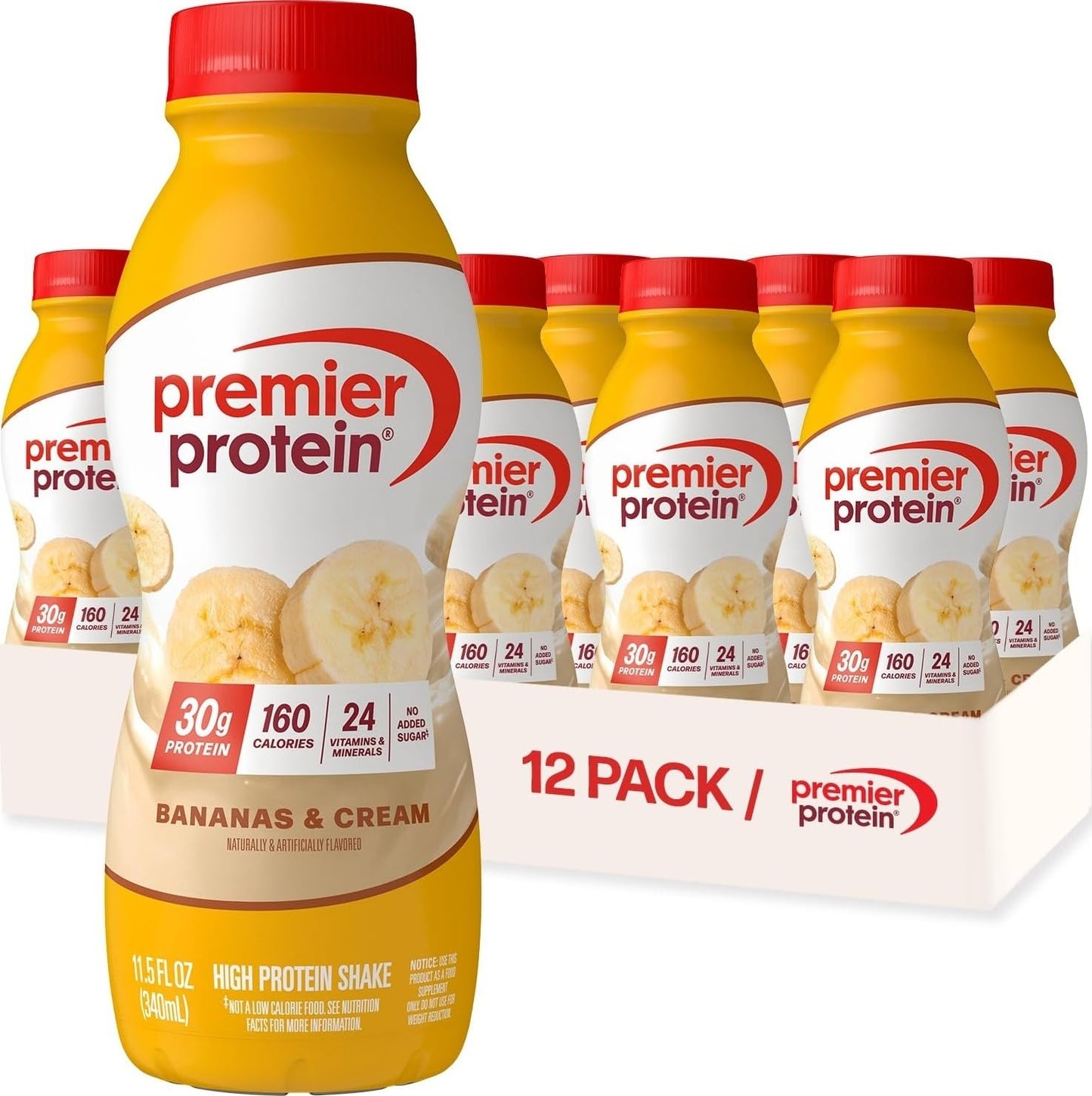 Premier Protein 30g High Protein Shake, Chocolate, 12 Pack | 160 Calories, 24 Vitamins & Minerals, No Added Sugar, Supports Muscle Health, Gluten-Free, 11.5 oz