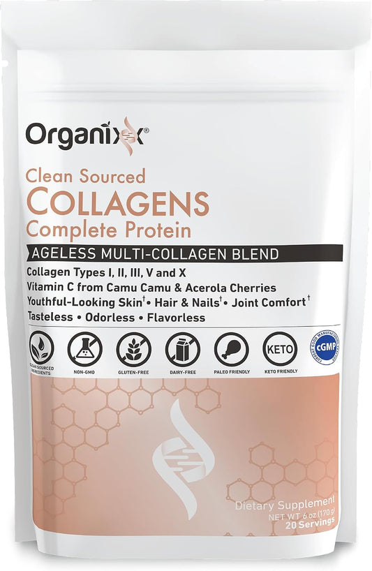 Organixx Clean Sourced Collagen Peptides, 5 Types, 20 Servings
