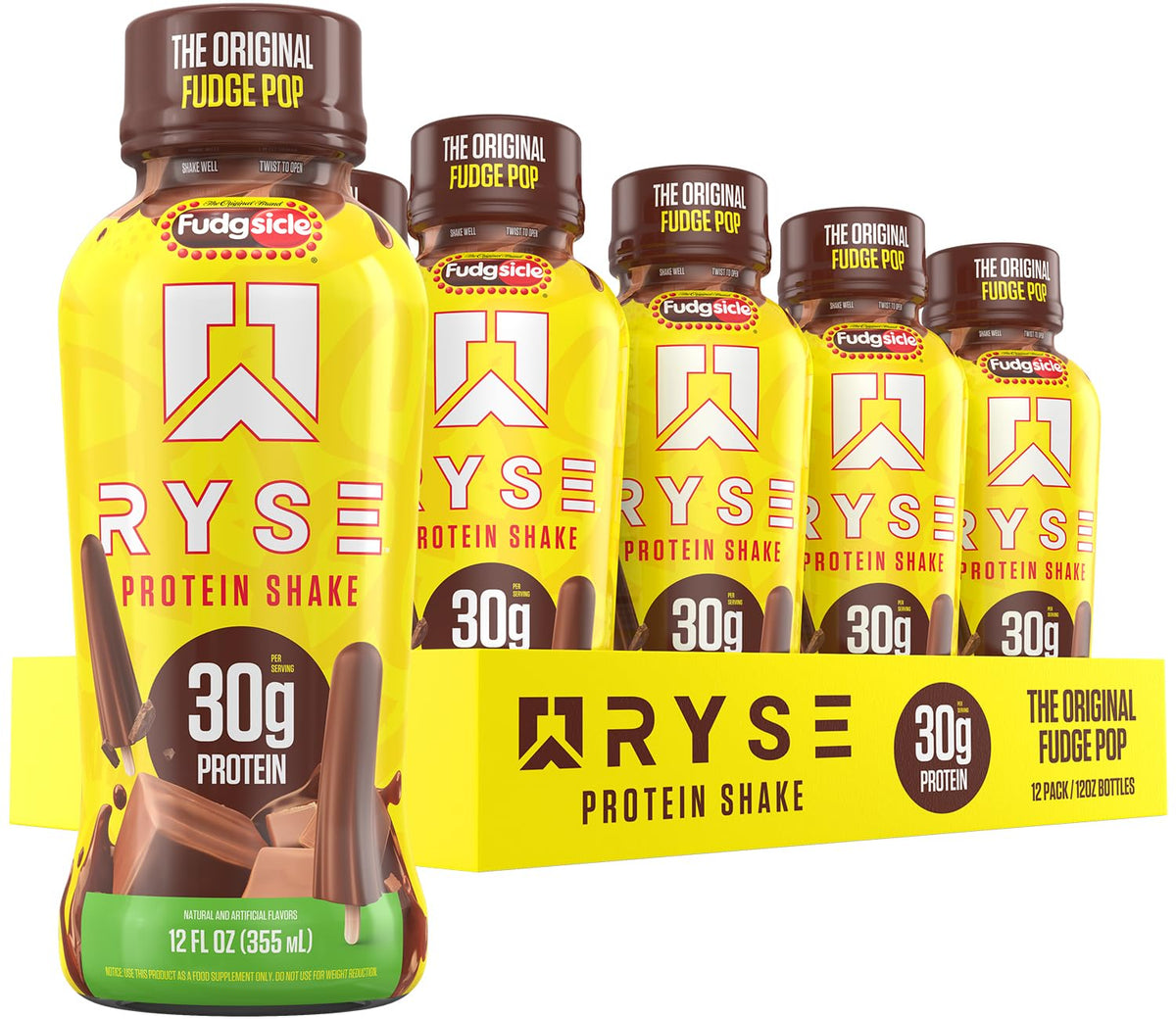 RYSE Protein Shake - Fudgsicle The Original Fudge Pop - 30g Protein Ready to Drink - 160 Calories, Zero Added Sugar, Gluten Free - Smooth & Delicious Nostalgic Flavors - 12 Fl Oz (12 Pack)