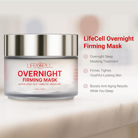 LifeCell Overnight Firming Mask, Plumping and Tightening Skin Serum for Lifting and Deep Hydration - Brightening Face Moisturizer, Anti-Aging Face Masks Skincare Treatment