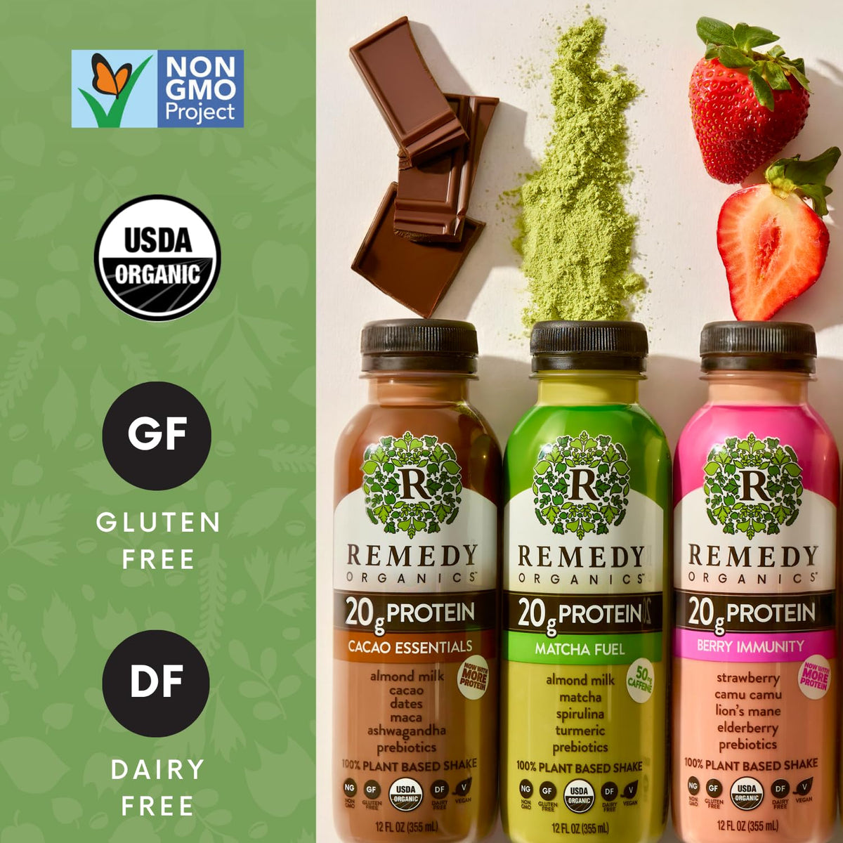 Remedy Organics Variety Assortment Case 10-Pack | Plant Based Protein Shakes, Ready to Drink | USDA Organic, Gluten Free, Dairy Free, Soy Free