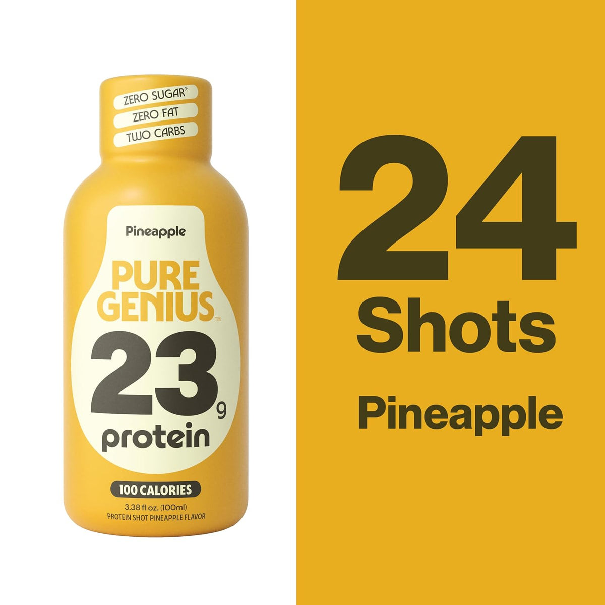 Pure Genius 23g Protein Shot | 100 Calories, No Sugar, No Fat | 24 Shots