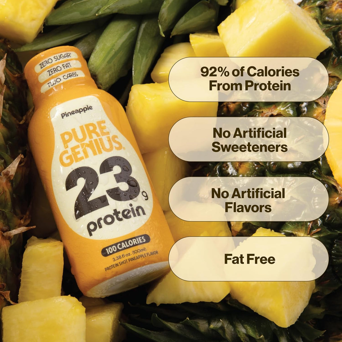 Pure Genius 23g Protein Shot | 100 Calories, No Sugar, No Fat | 24 Shots