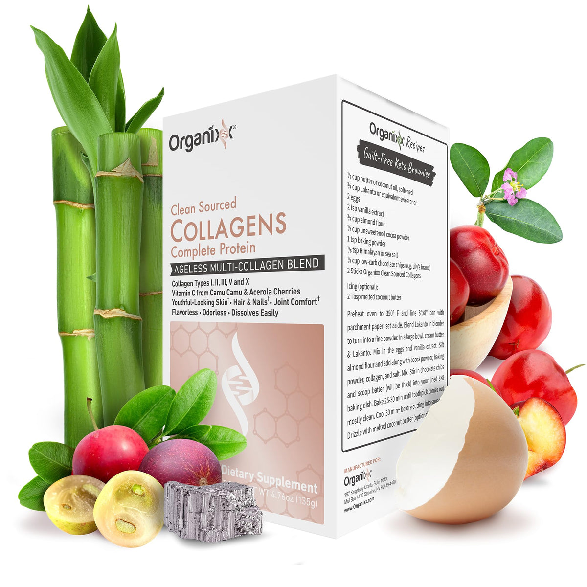 Organixx Clean Sourced Collagen Peptides, 5 Types, 20 Servings