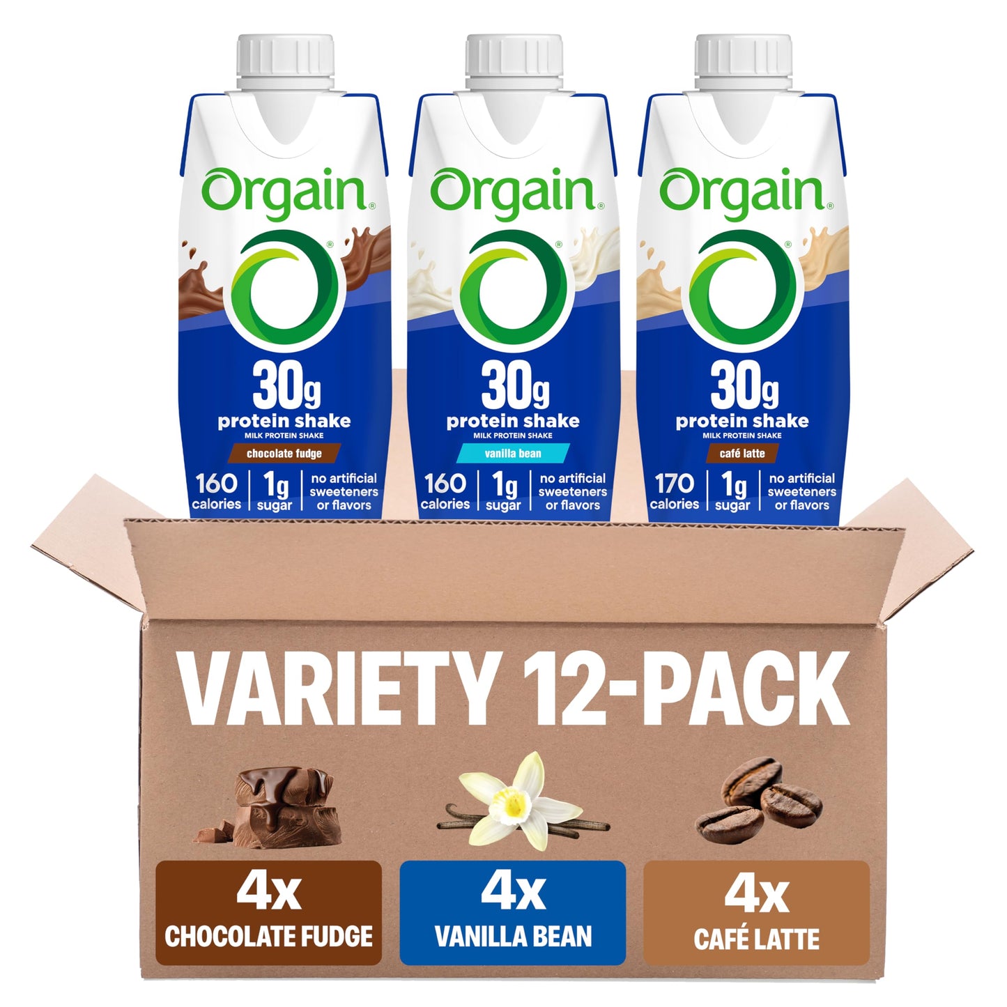 Orgain 30g High Protein Dairy Shake, 5g BCAAs, Chocolate, 11 oz, 12pk | Ready to drink dairy isolate milk protein, meal replacement, 1g sugar per serving, keto friendly, gluten free
