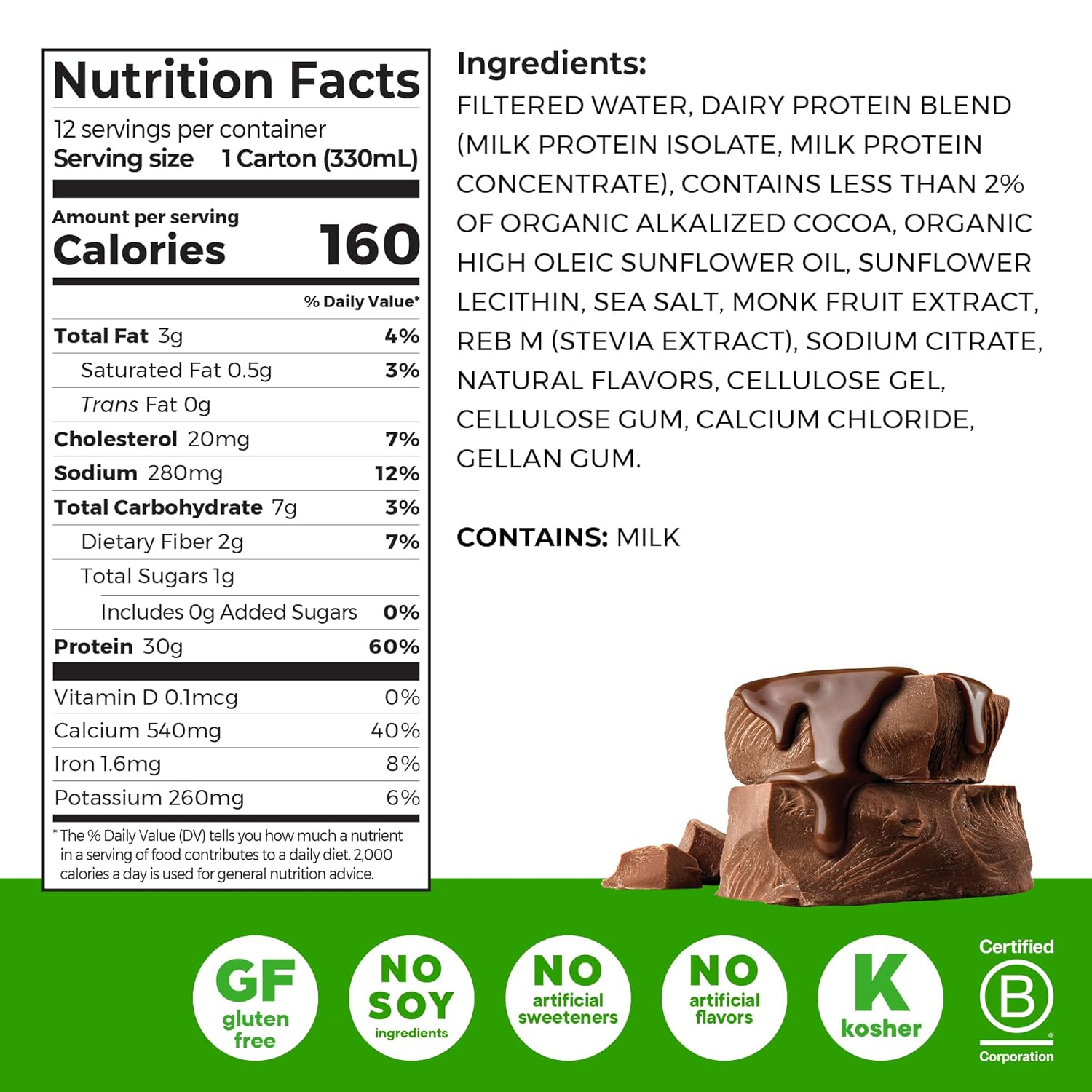 Orgain 30g High Protein Dairy Shake, 5g BCAAs, Chocolate, 11 oz, 12pk | Ready to drink dairy isolate milk protein, meal replacement, 1g sugar per serving, keto friendly, gluten free