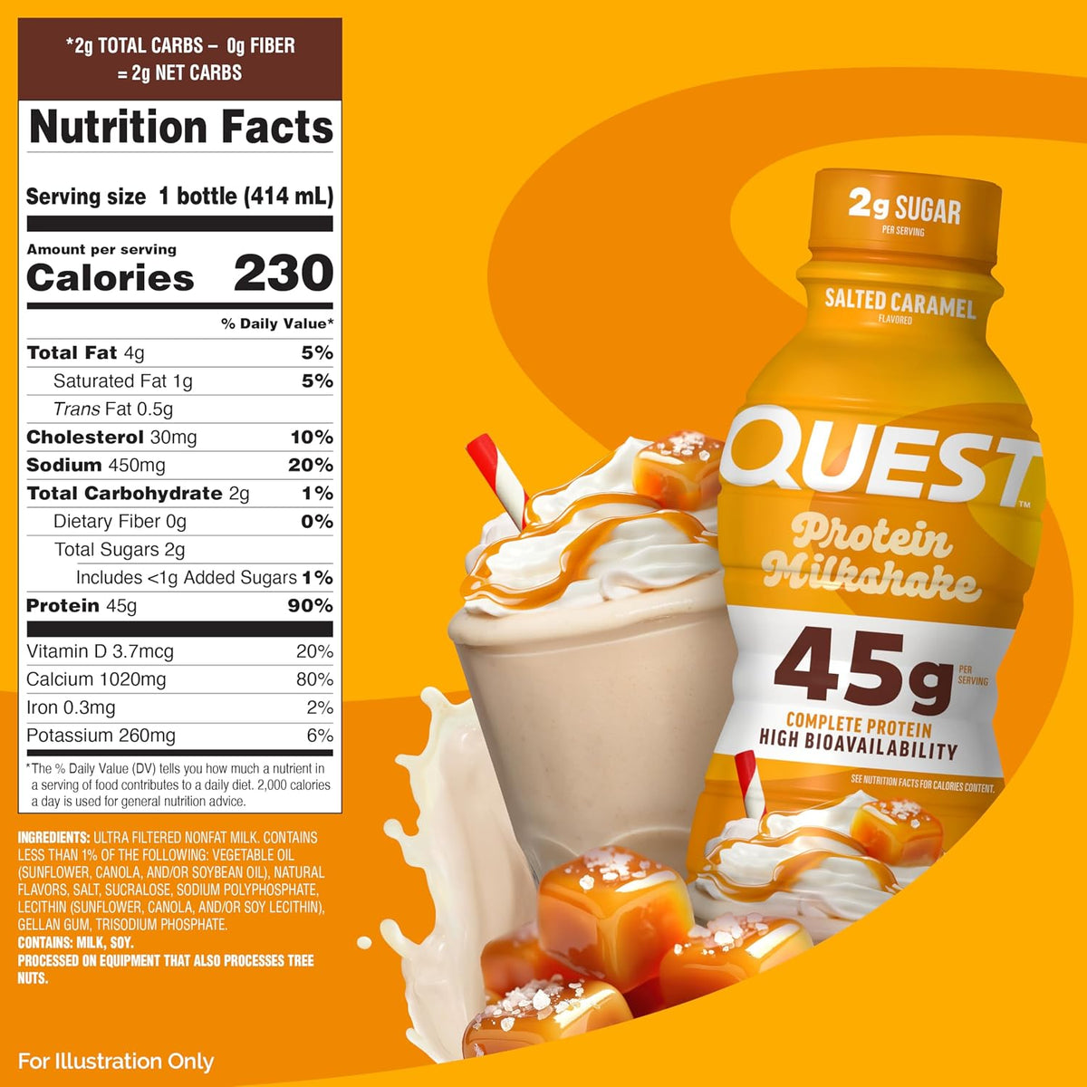 Quest Nutrition Salted Caramel Protein Shake, 45g Protein, 12 Count