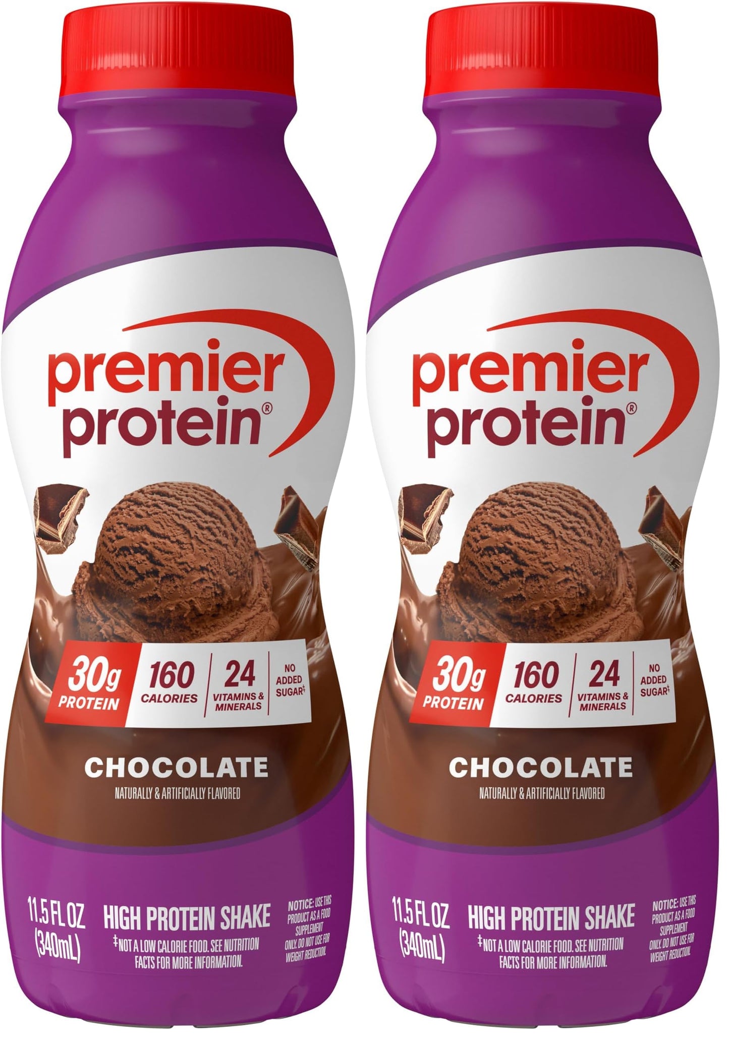 Premier Protein 30g High Protein Shake, Chocolate, 12 Pack | 160 Calories, 24 Vitamins & Minerals, No Added Sugar, Supports Muscle Health, Gluten-Free, 11.5 oz