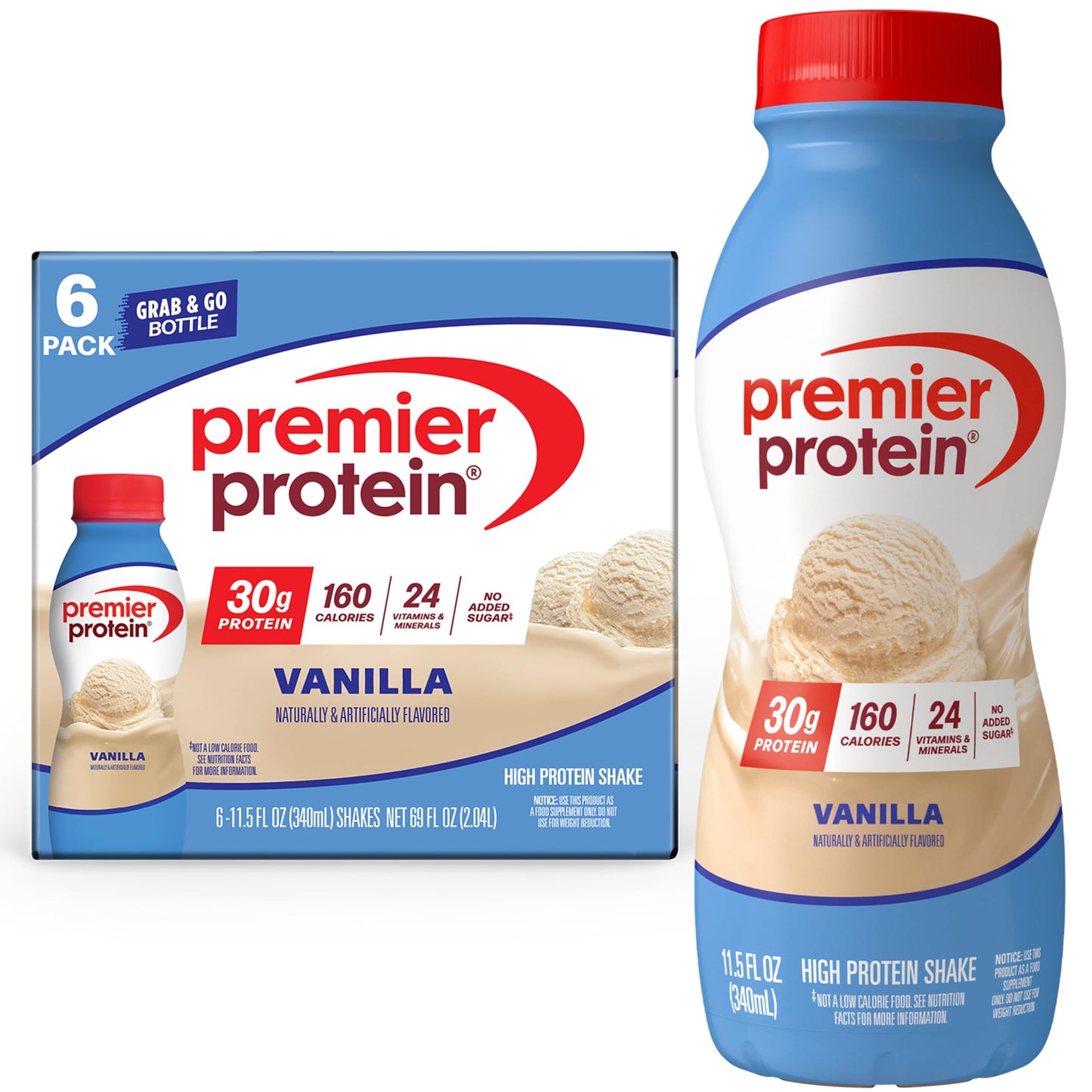 Premier Protein 30g High Protein Shake, Chocolate, 12 Pack | 160 Calories, 24 Vitamins & Minerals, No Added Sugar, Supports Muscle Health, Gluten-Free, 11.5 oz