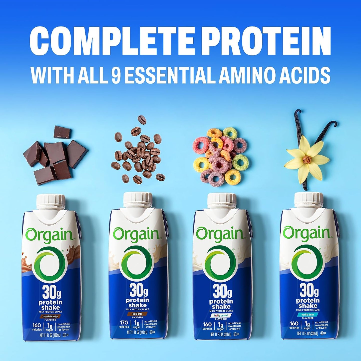 Orgain 30g High Protein Dairy Shake, 5g BCAAs, Chocolate, 11 oz, 12pk | Ready to drink dairy isolate milk protein, meal replacement, 1g sugar per serving, keto friendly, gluten free