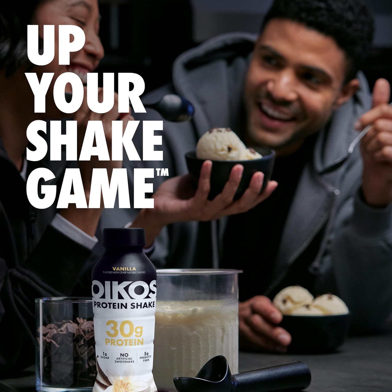 Oikos Protein Shake,Chocolate,30g High Protein Drinks,Shelf Stable,Ready to Drink,5g Prebiotic Fiber,12 fl oz Bottle,​,(Pack of 24)