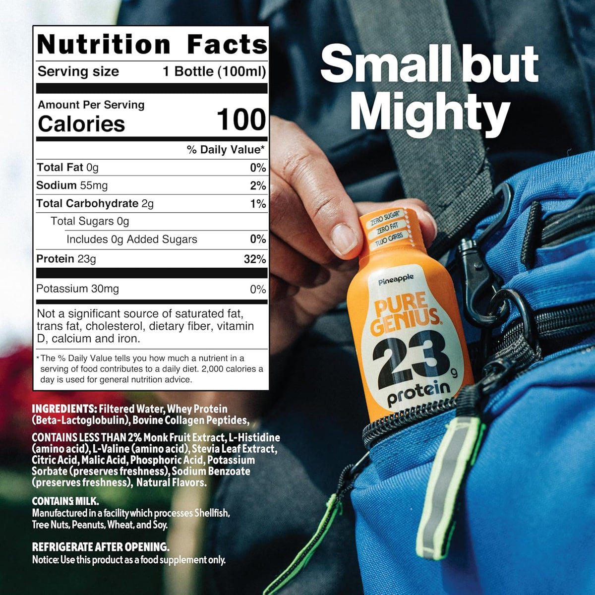 Pure Genius 23g Protein Shot | 100 Calories, No Sugar, No Fat | 24 Shots